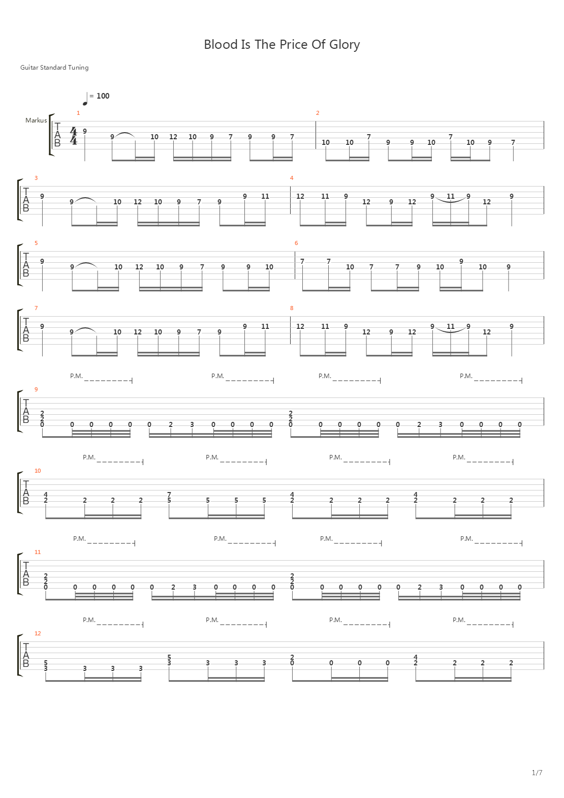 Blood Is The Price Of Glory吉他谱