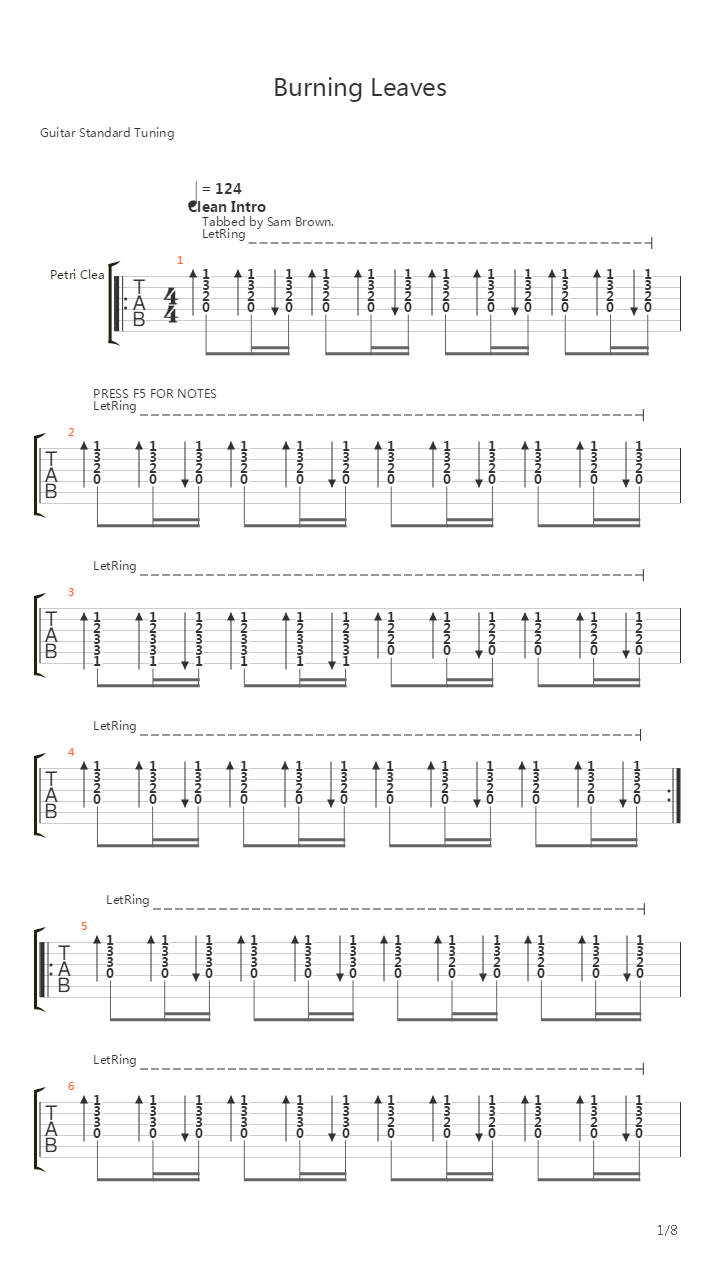 Burning Leaves吉他谱