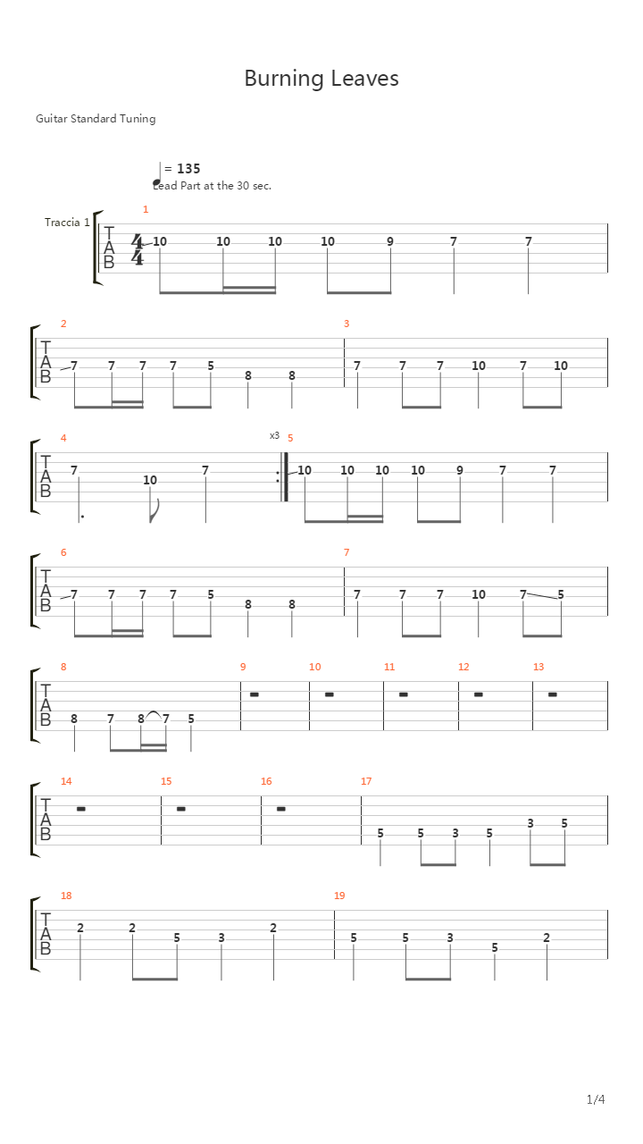 Burning Leaves吉他谱