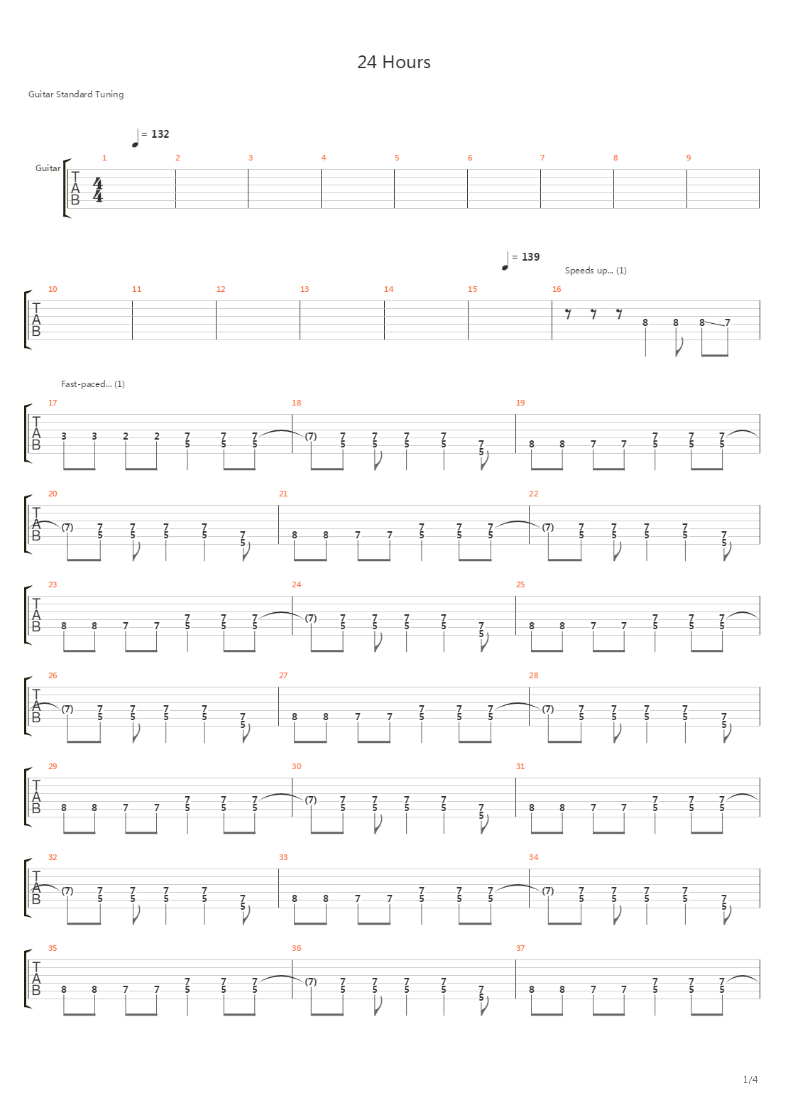 24 Hours吉他谱