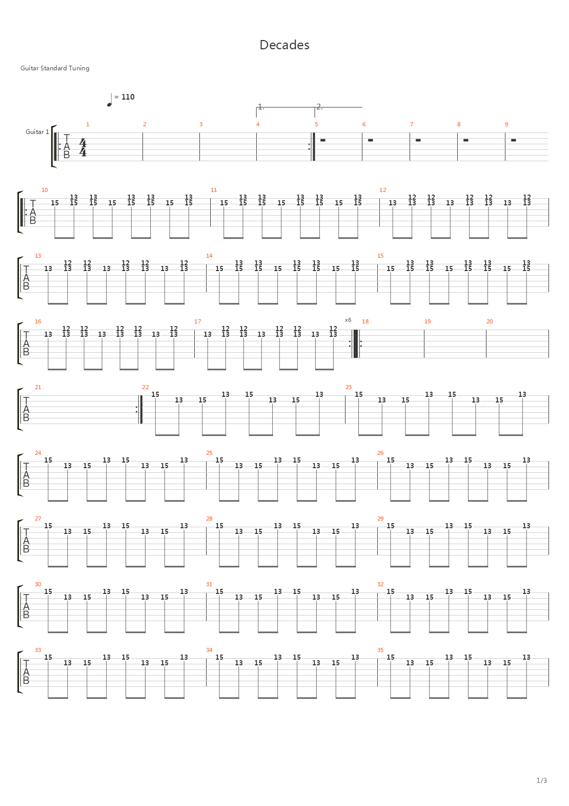 Decades吉他谱