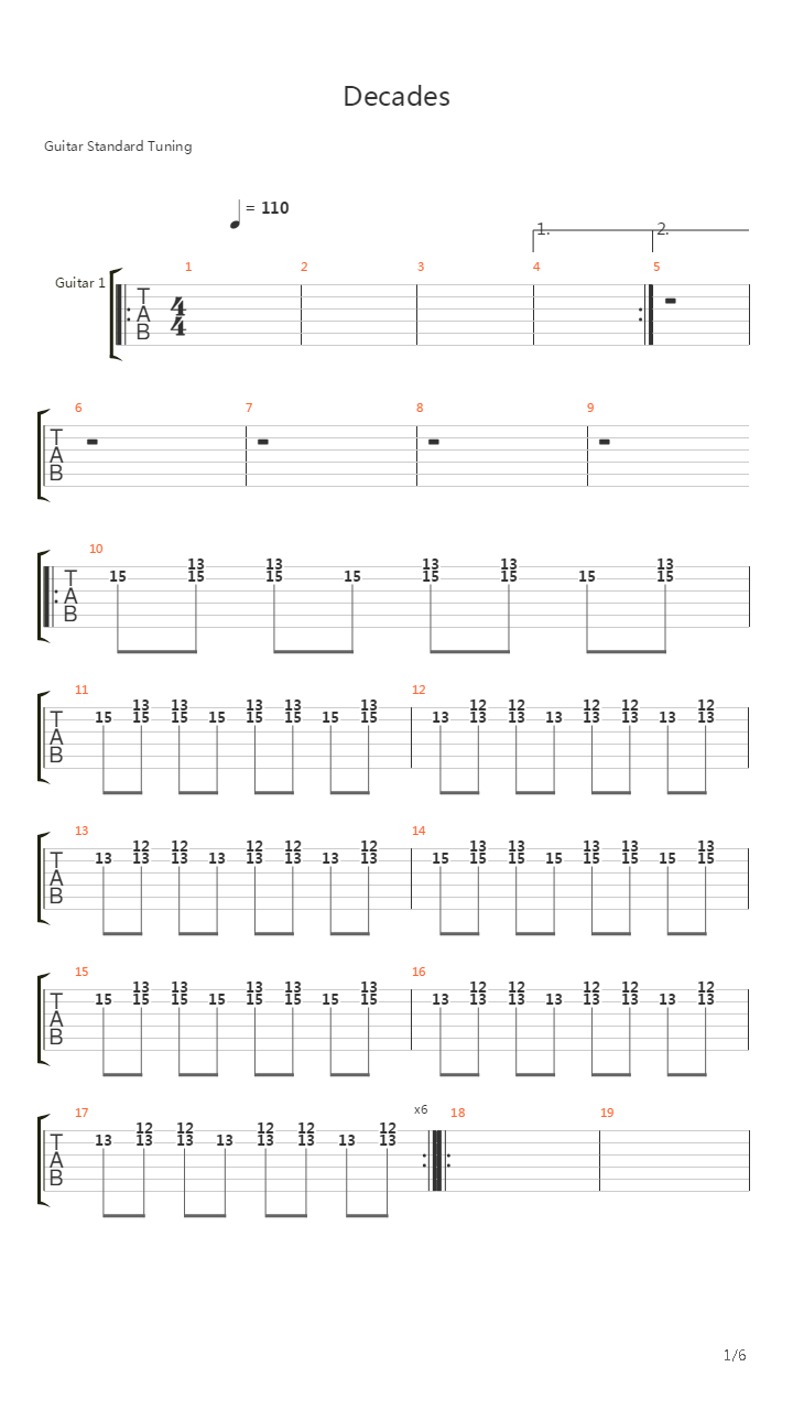 Decades吉他谱