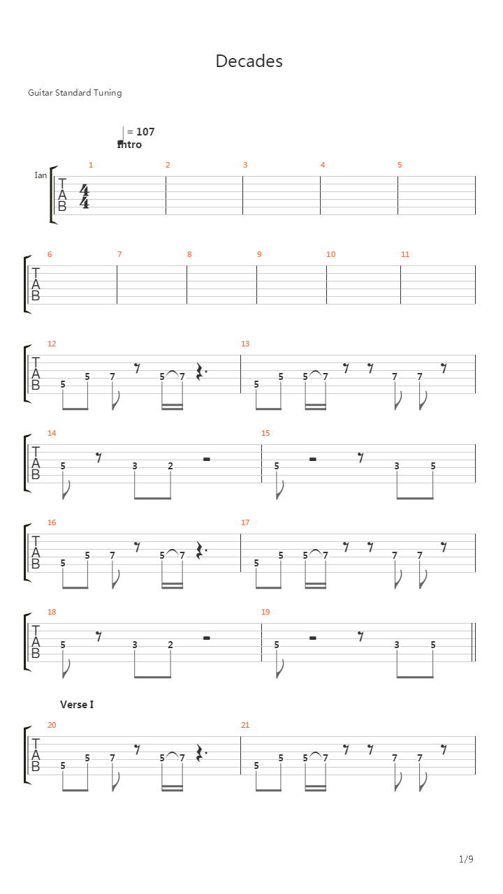 Decades吉他谱