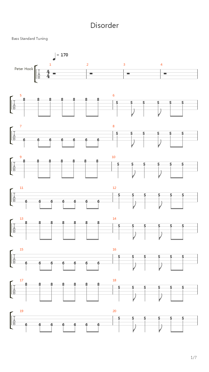 Disorder吉他谱