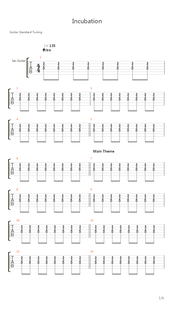 Incubation吉他谱
