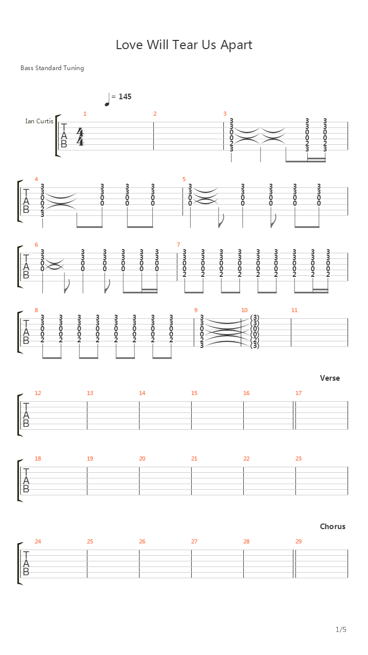 Love Will Tear Us Apart吉他谱