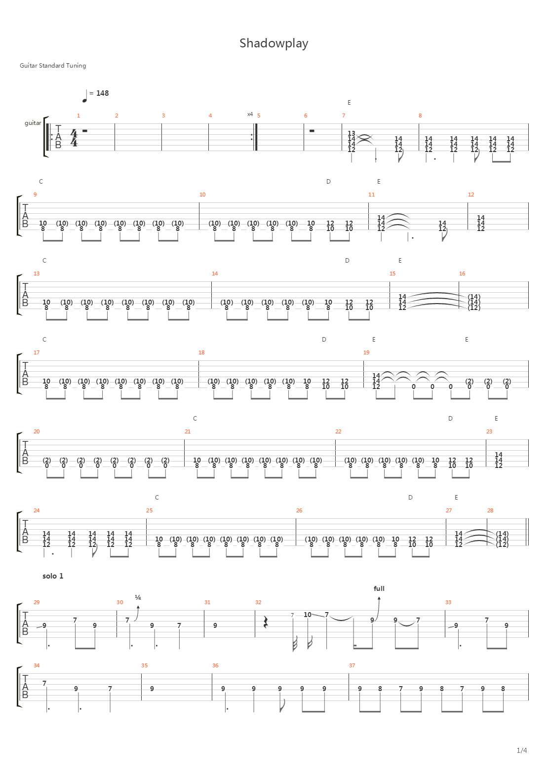 Shadowplay吉他谱
