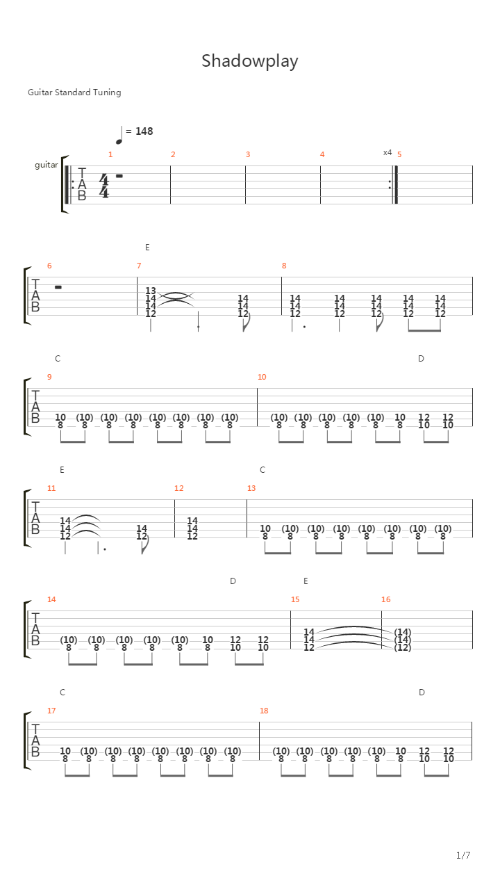 Shadowplay吉他谱