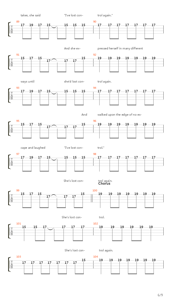 Shes Lost Control吉他谱