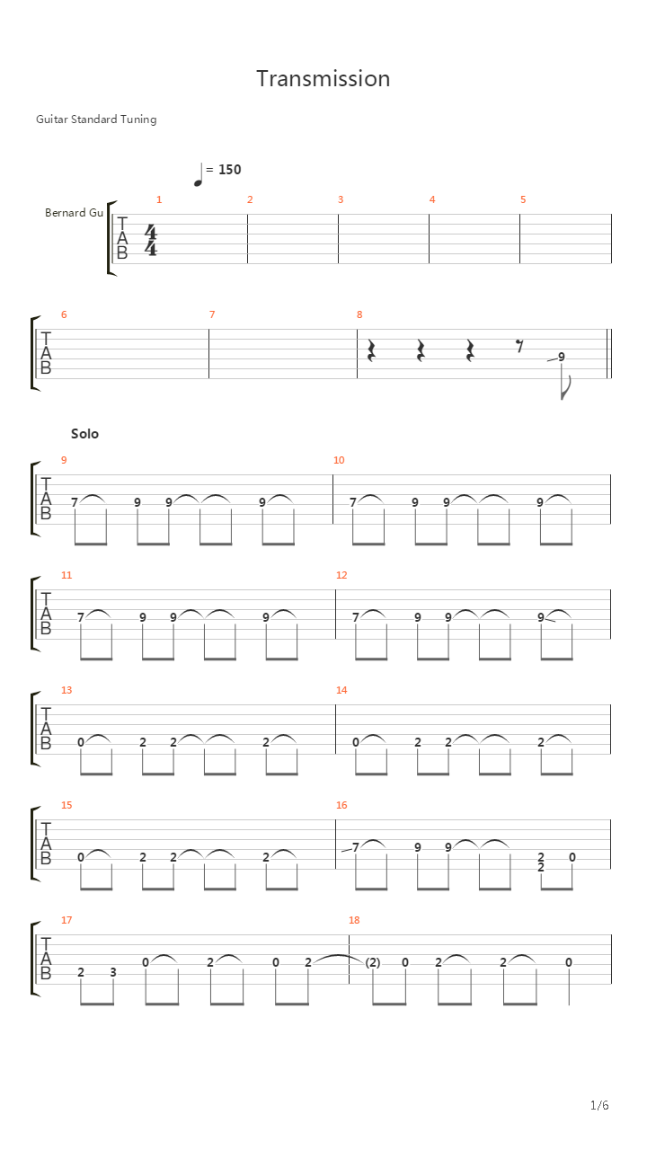 Transmission吉他谱