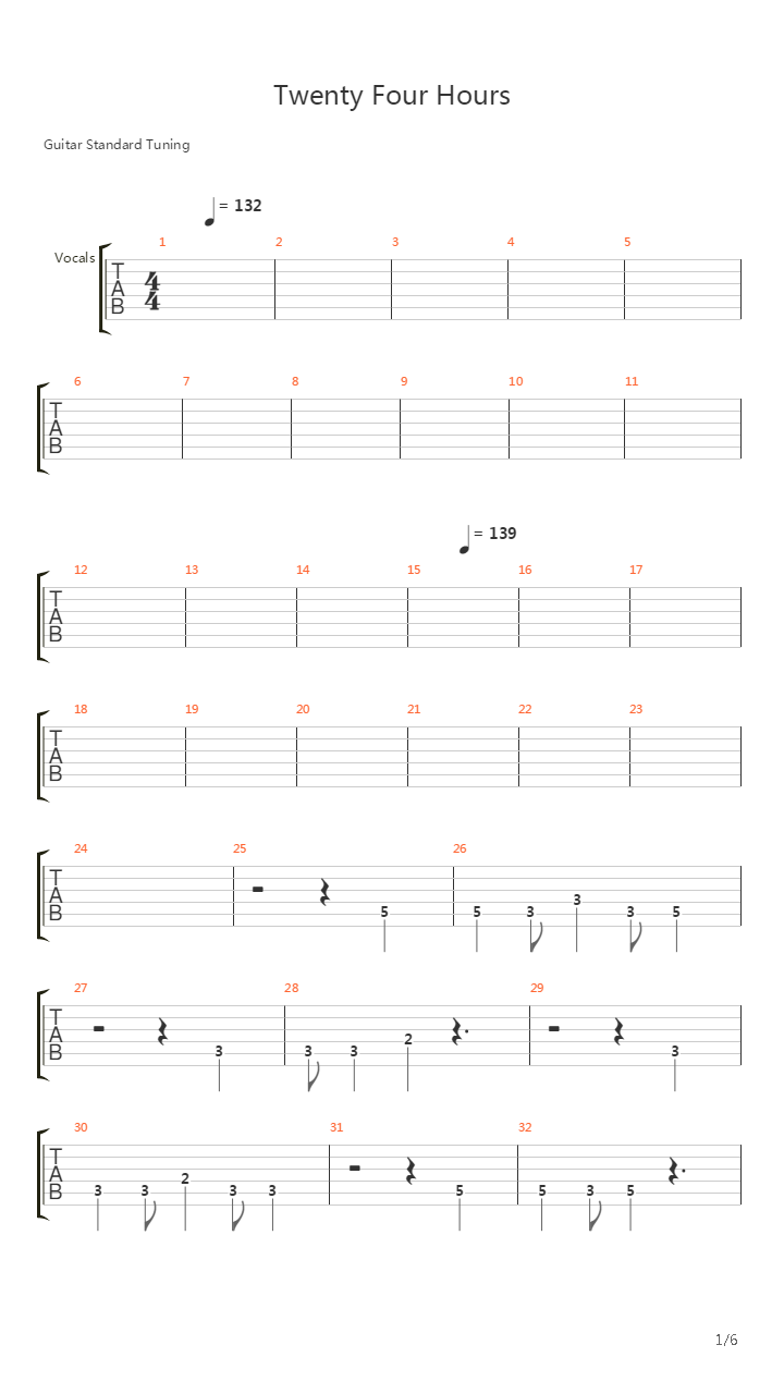 Twenty Four Hours吉他谱