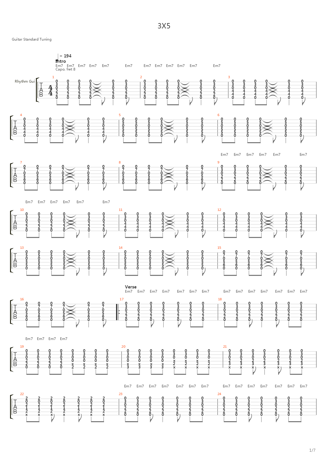 3x5吉他谱