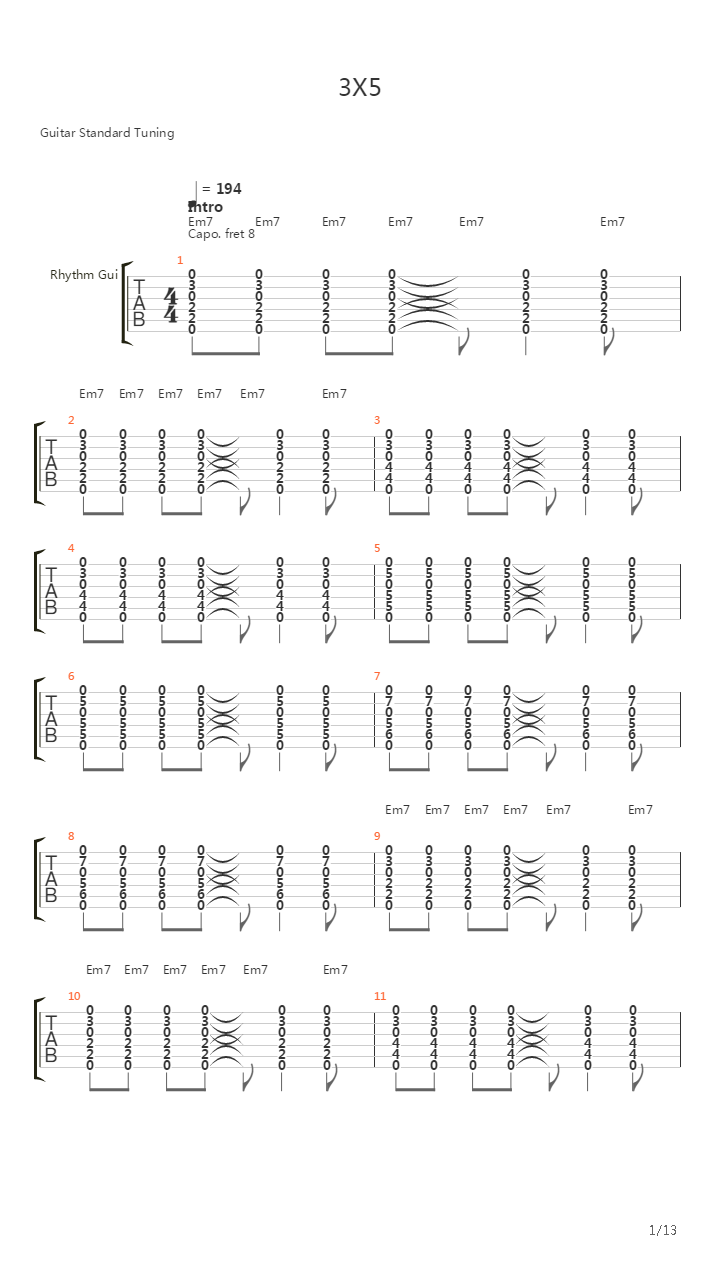 3x5吉他谱