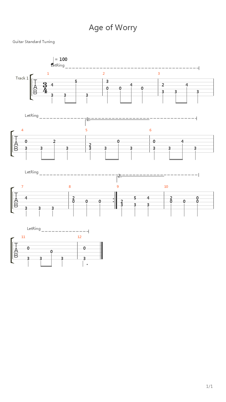 Age Of Worry吉他谱