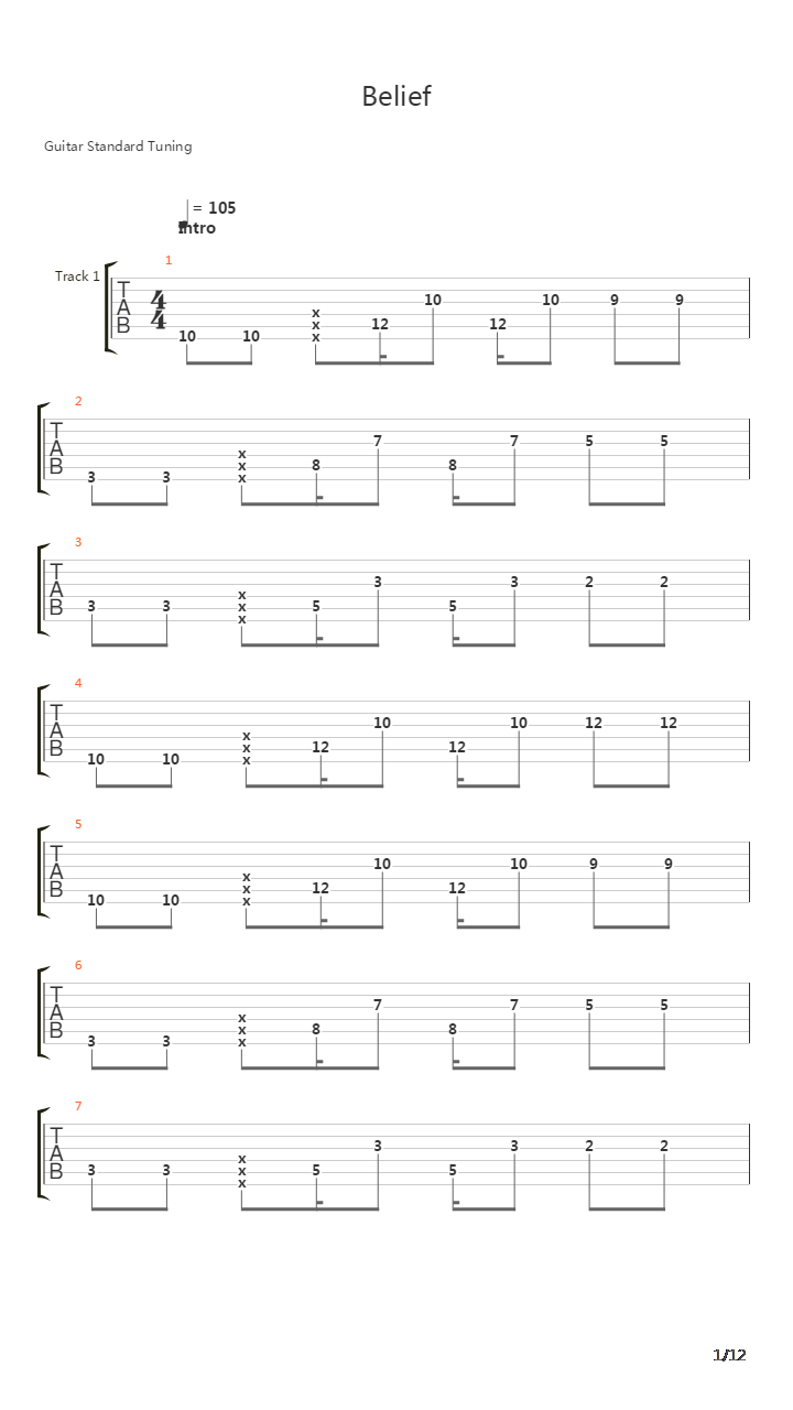 Belief吉他谱