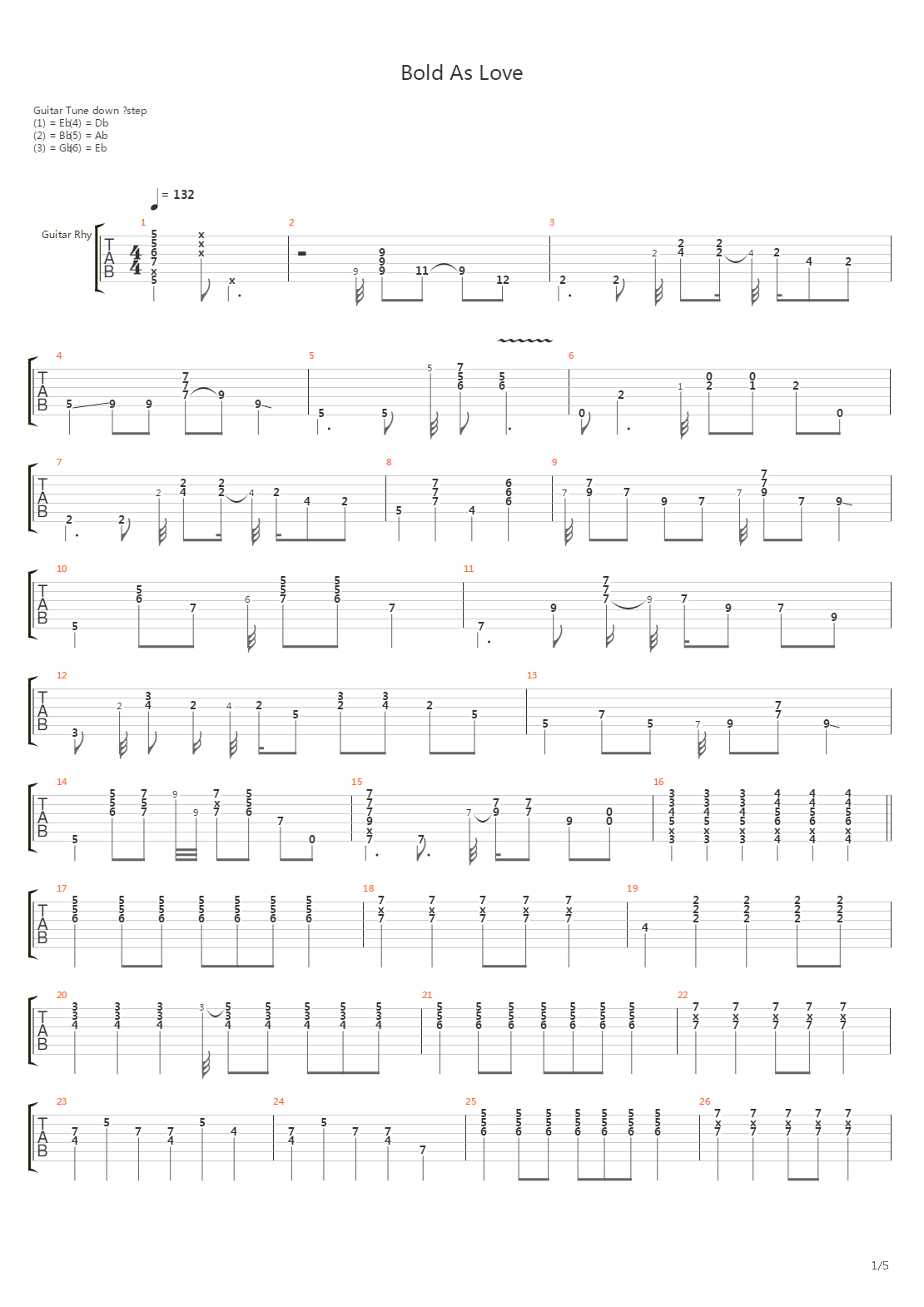 Bold As Love吉他谱