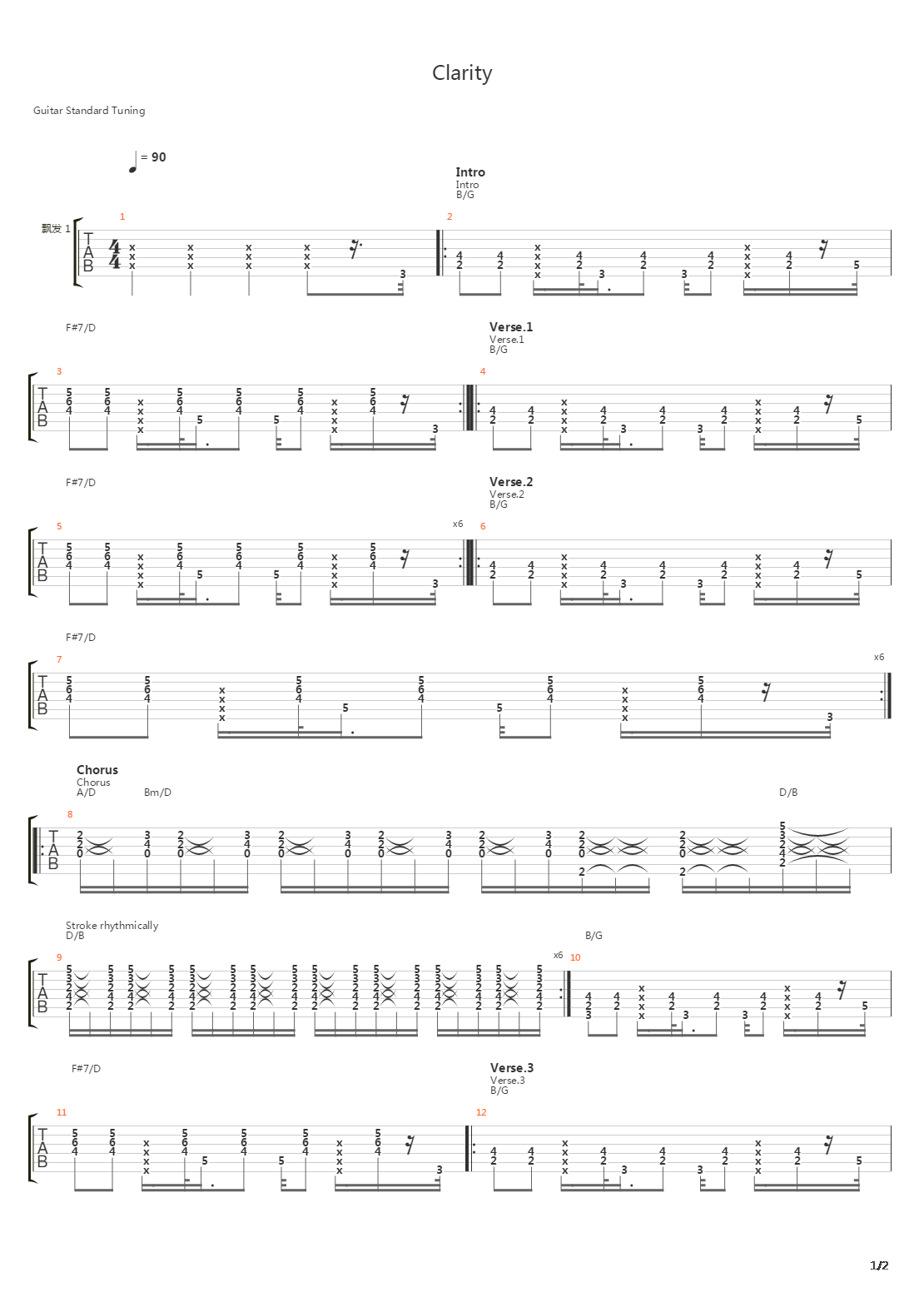 Clarity吉他谱