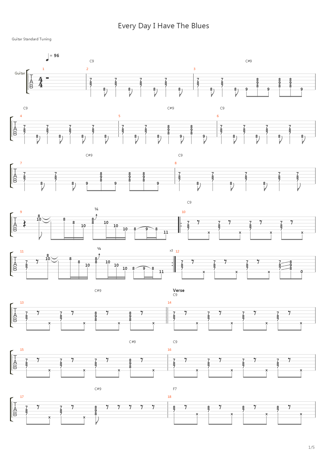 Every Day I Have The Blues吉他谱