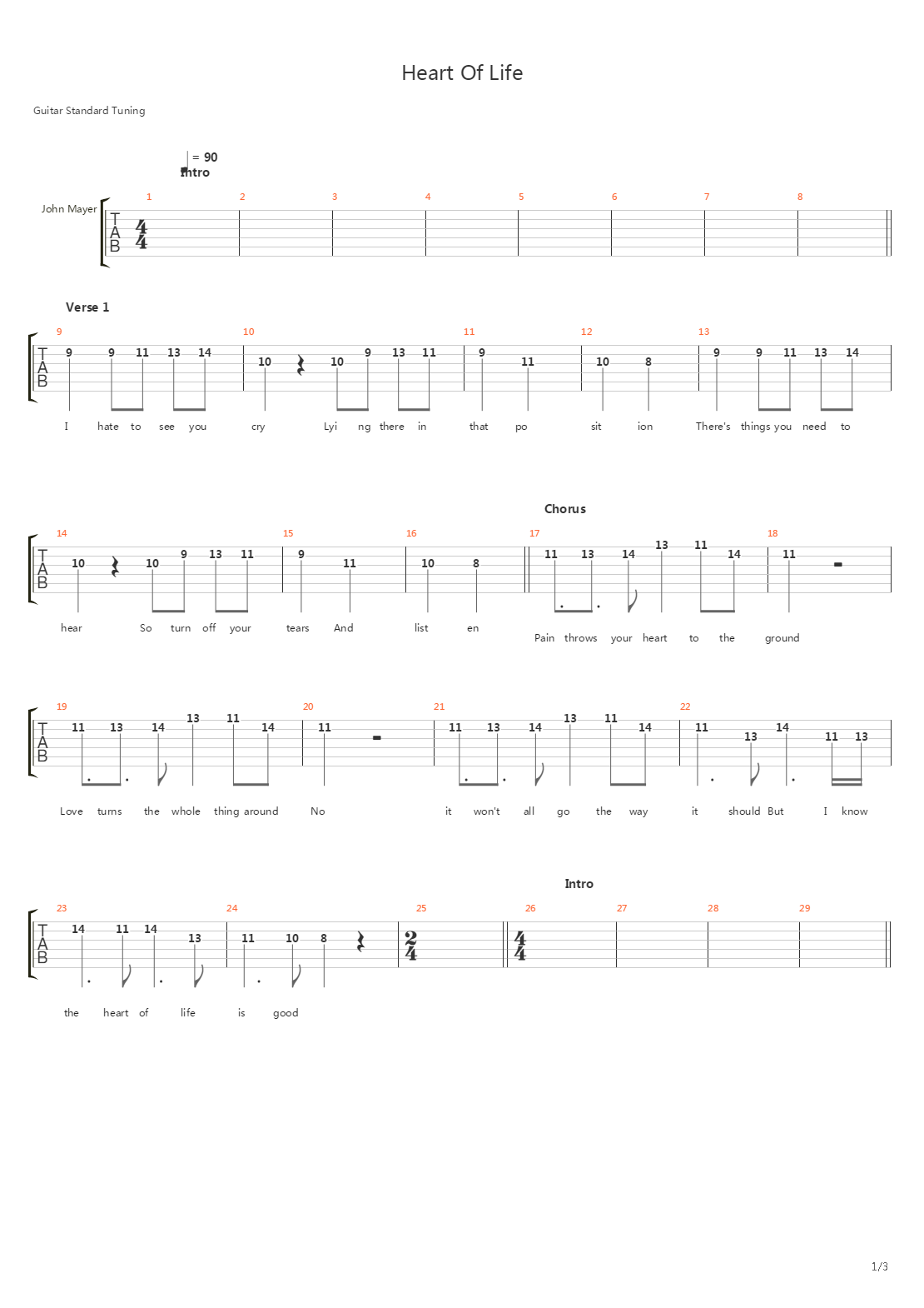 Heart Of Life吉他谱