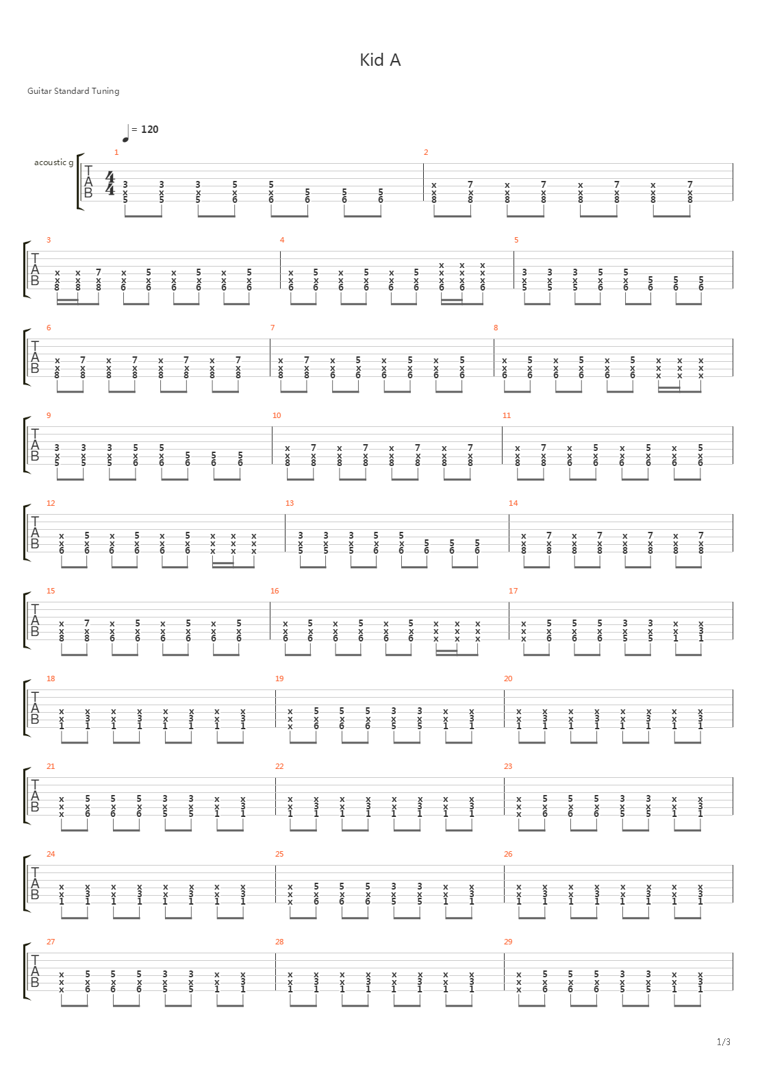 Kid A吉他谱
