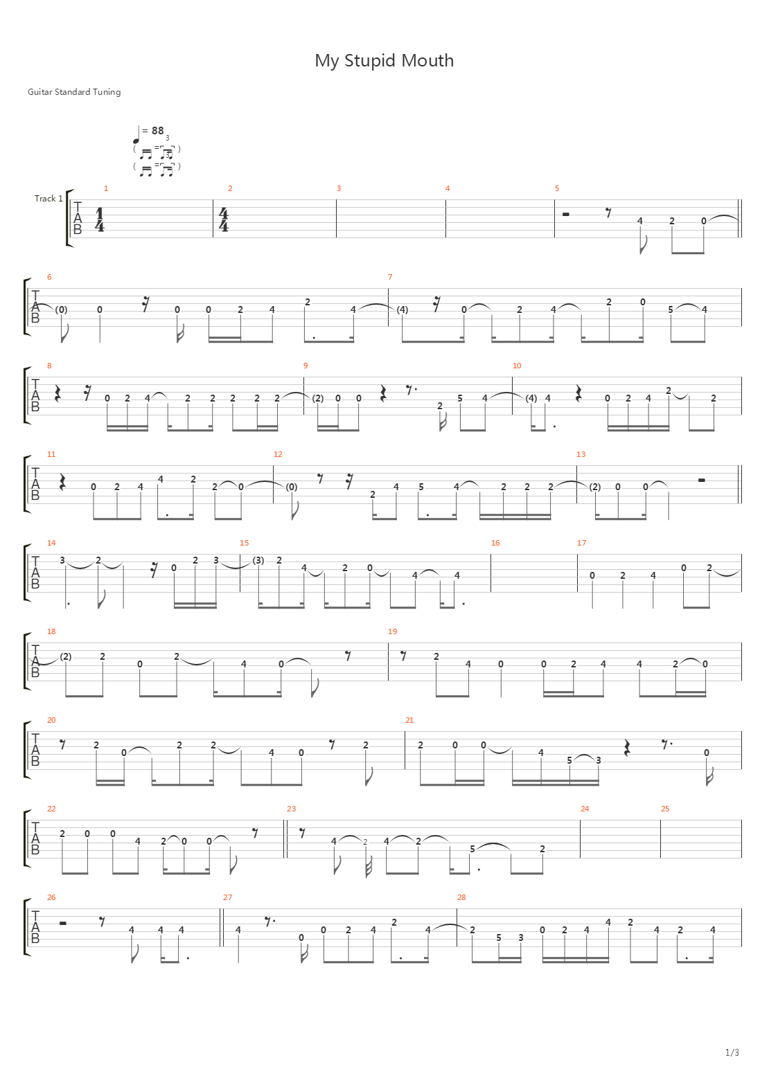 My Stupid Mouth吉他谱