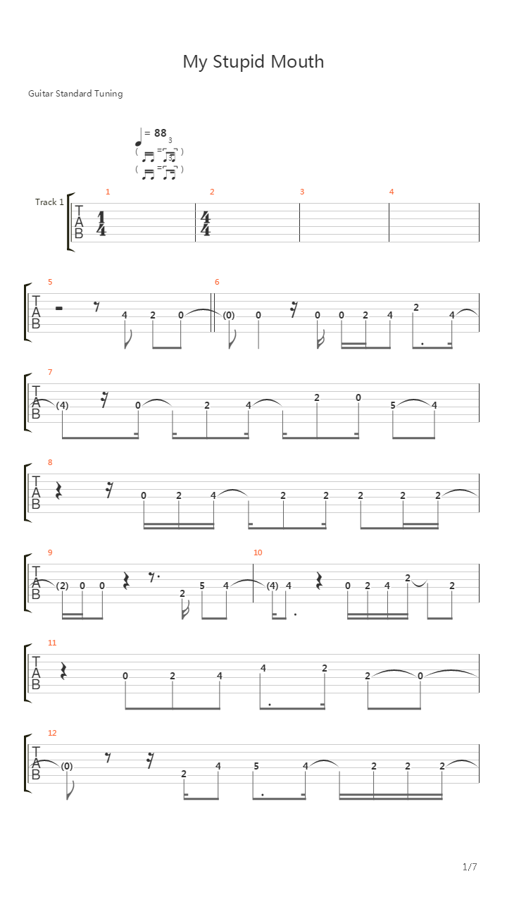 My Stupid Mouth吉他谱