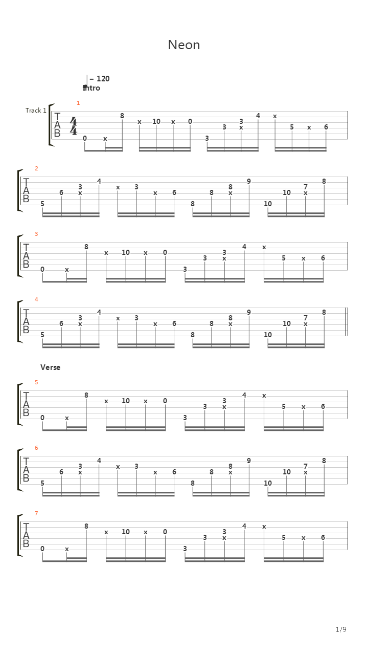 Neon吉他谱