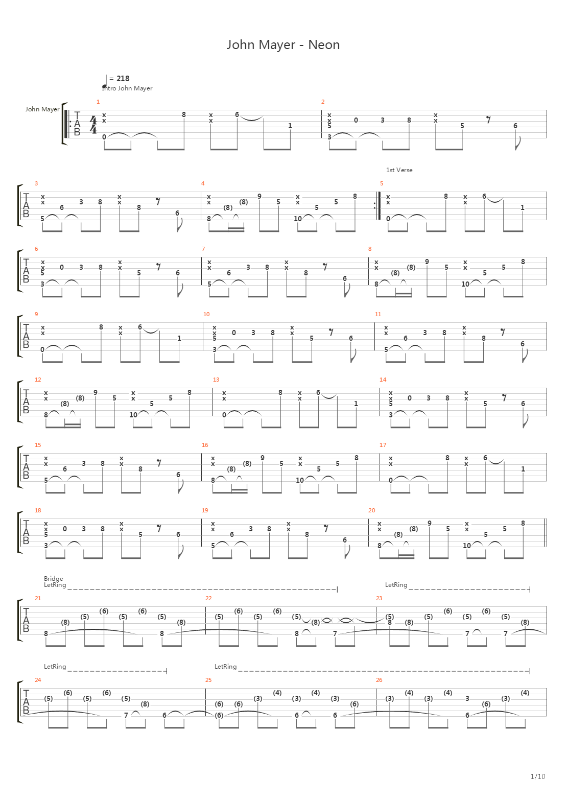 Neon吉他谱