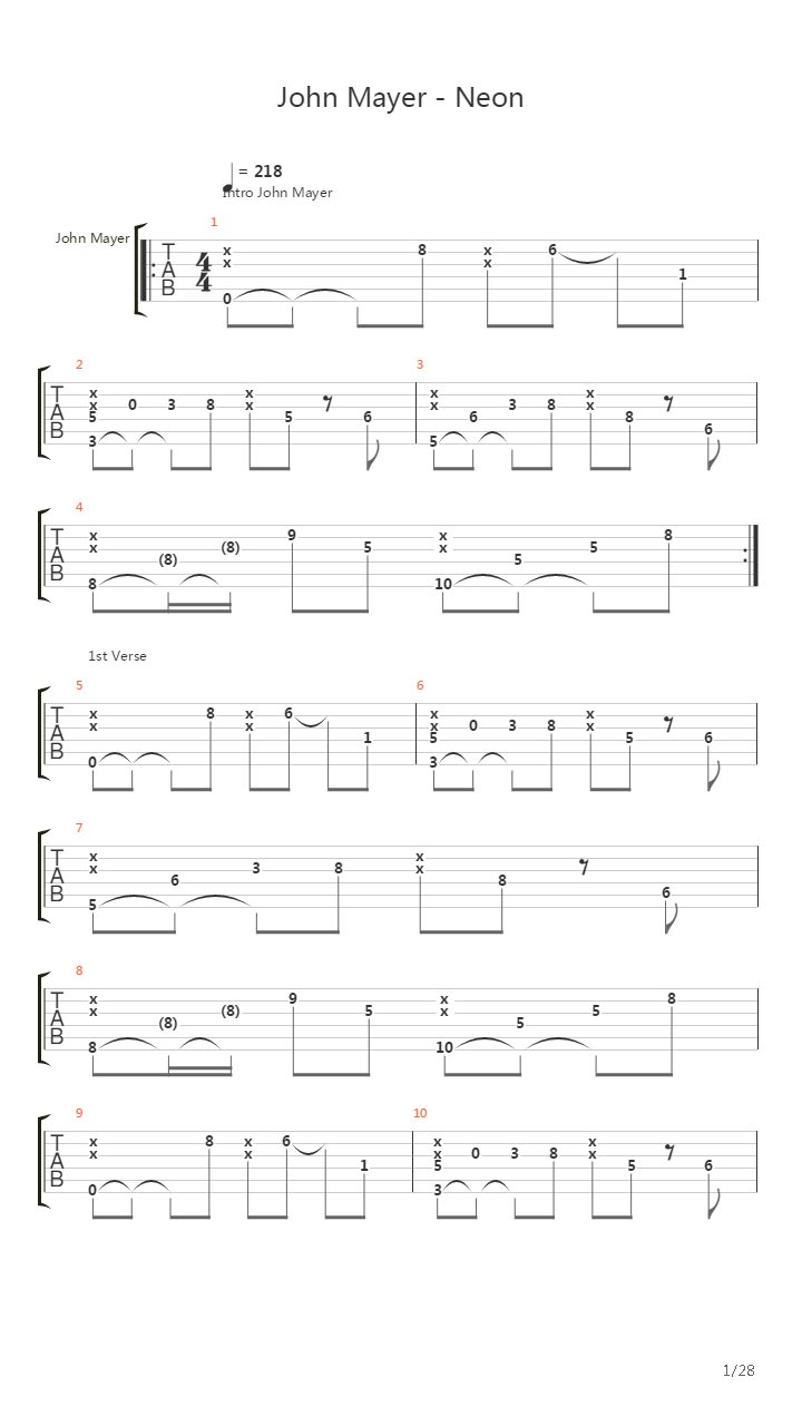 Neon吉他谱