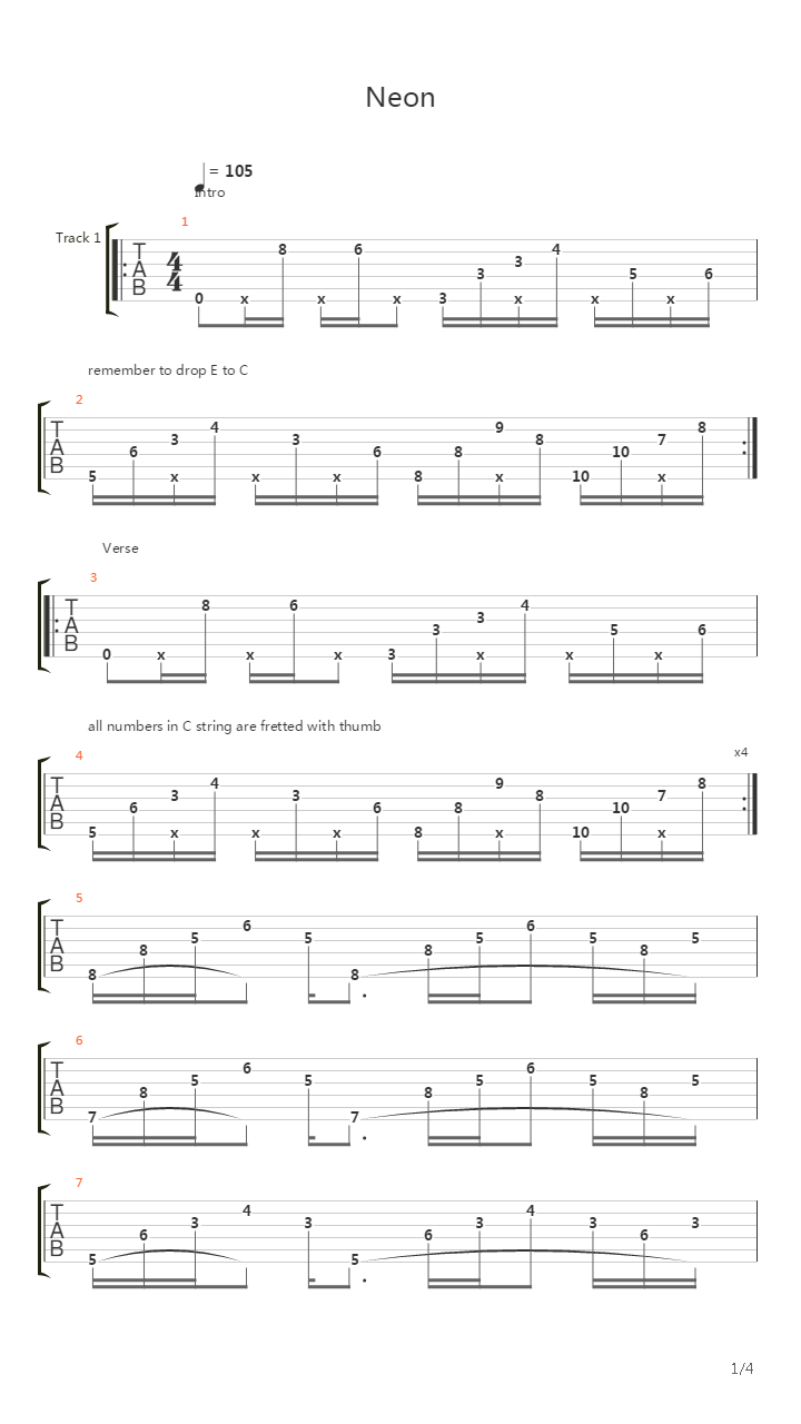 Neon吉他谱