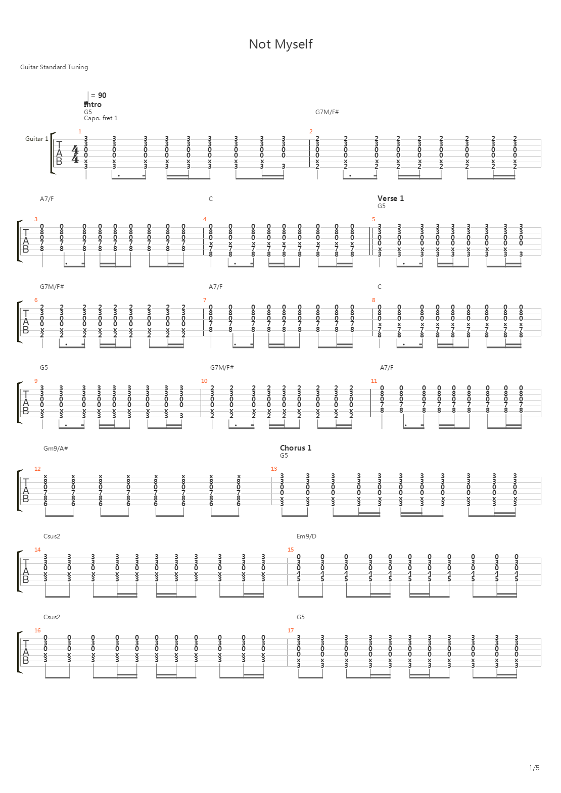 Not Myself吉他谱