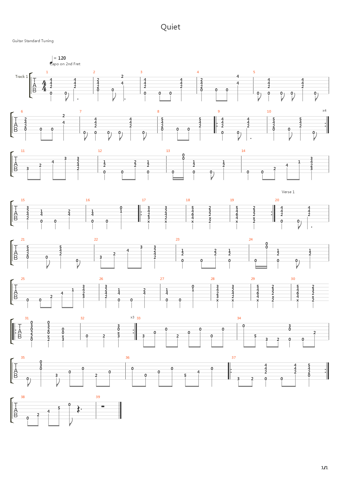 Quiet吉他谱