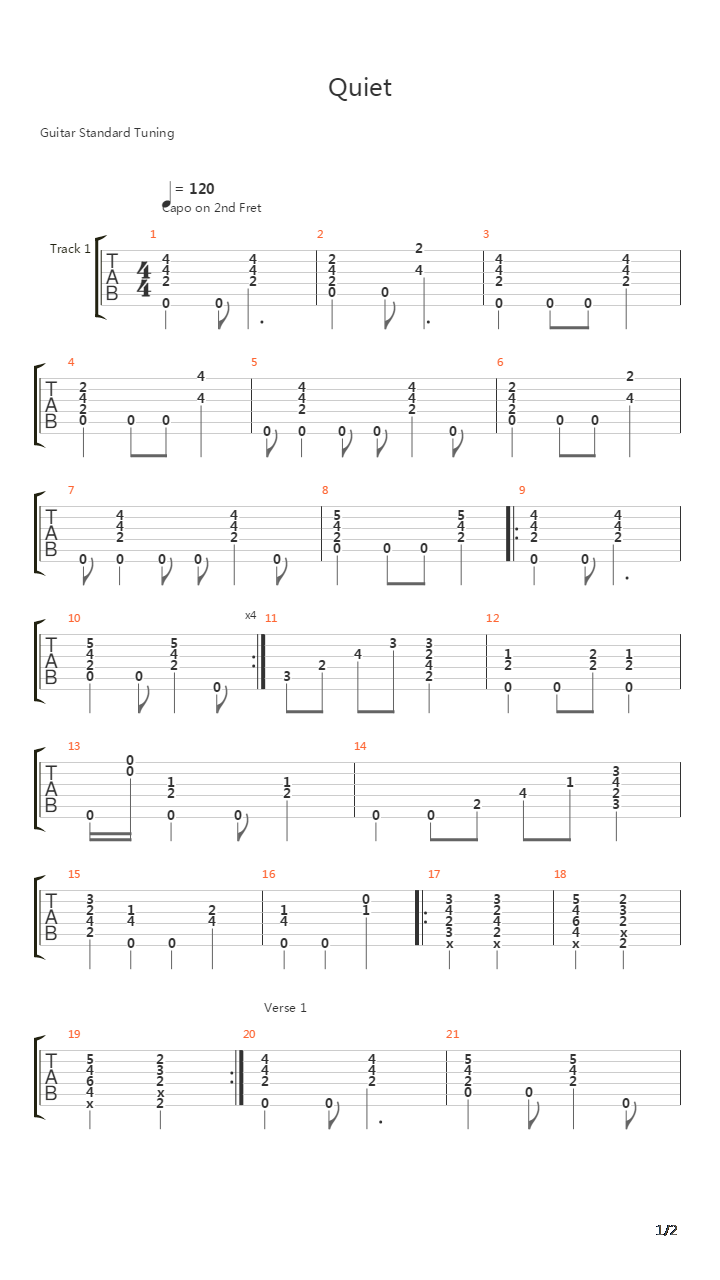 Quiet吉他谱