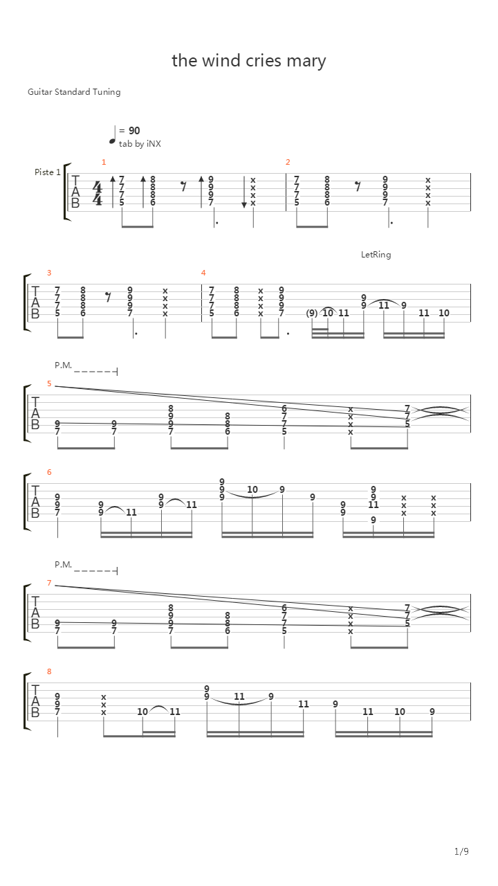 The Wind Cries Mary吉他谱