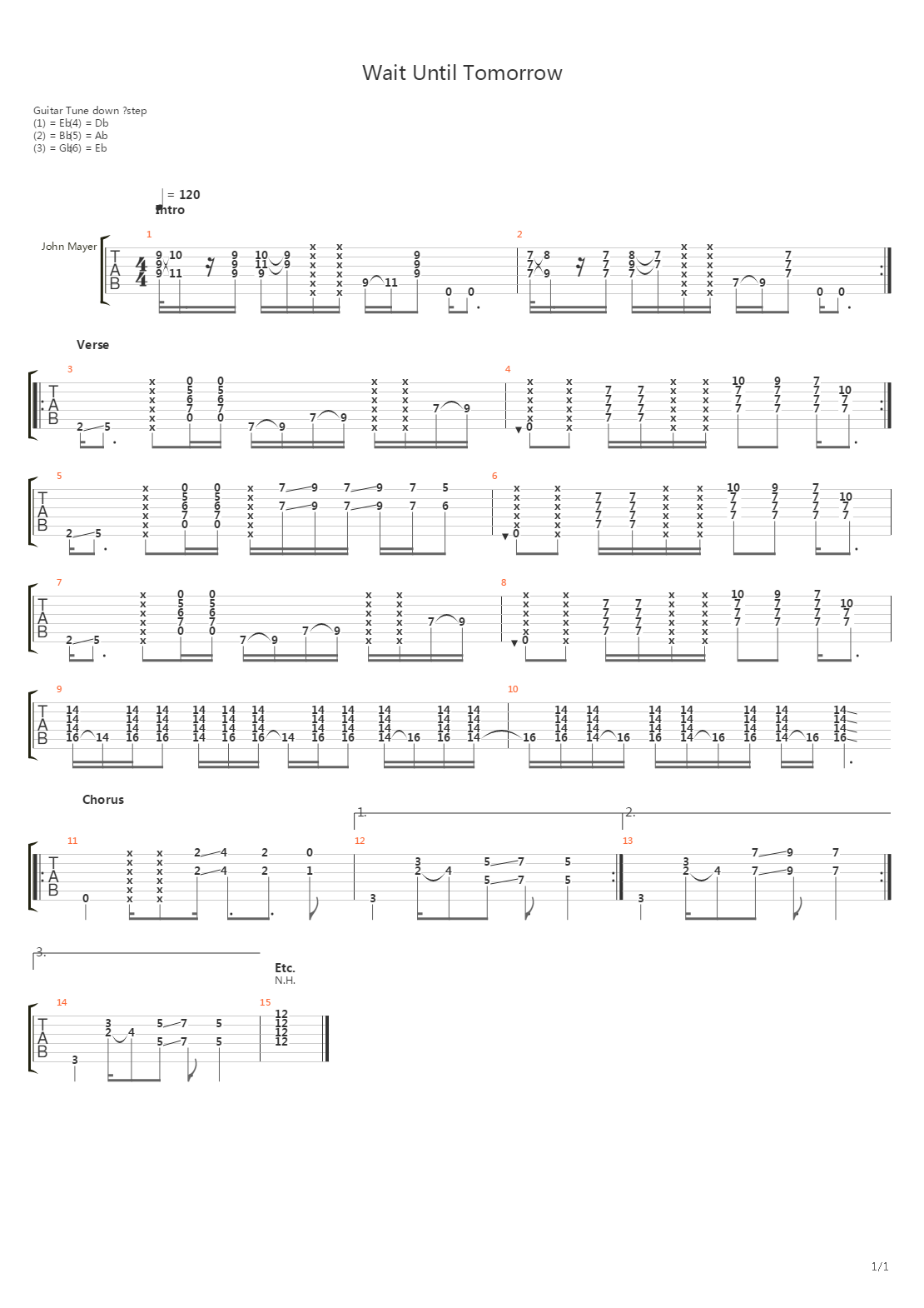 Wait Until Tomorrow吉他谱