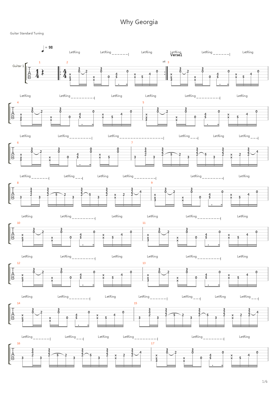 Why Georgia吉他谱