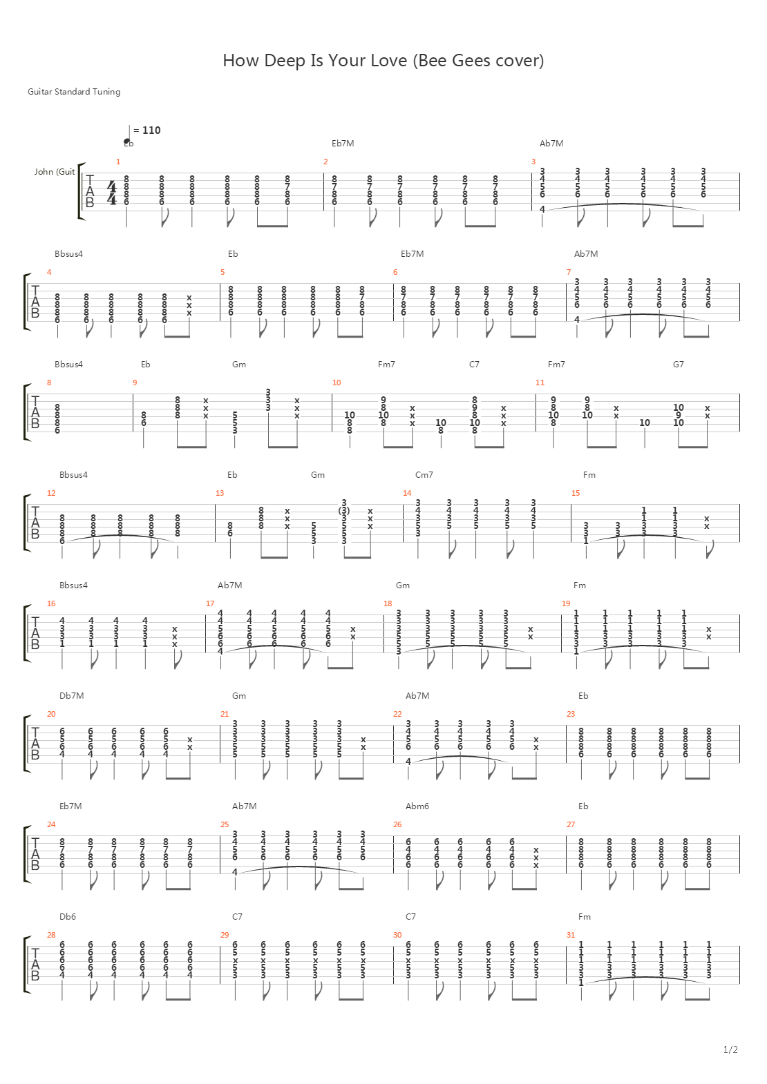 How Deep Is Your Love吉他谱