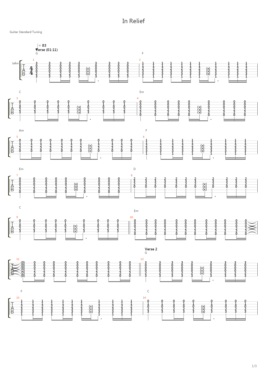In Relief吉他谱