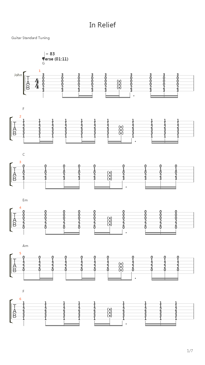 In Relief吉他谱