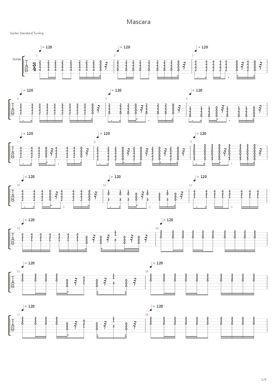 Mascara吉他谱