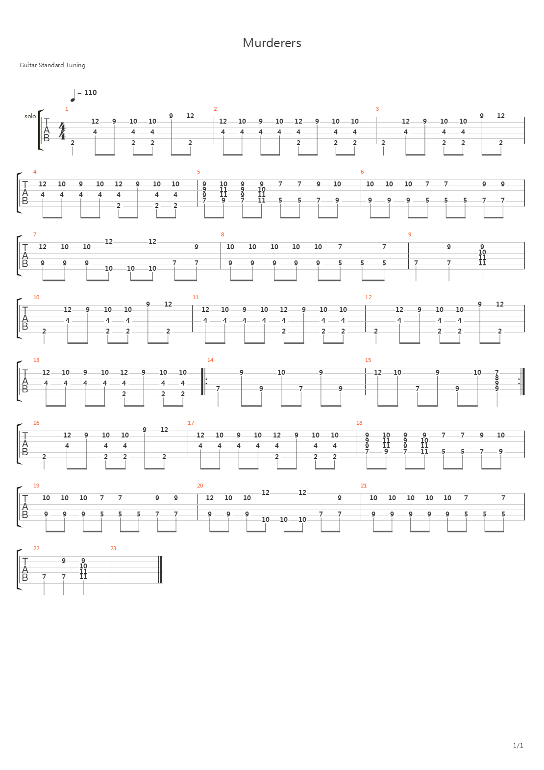 Murderers吉他谱