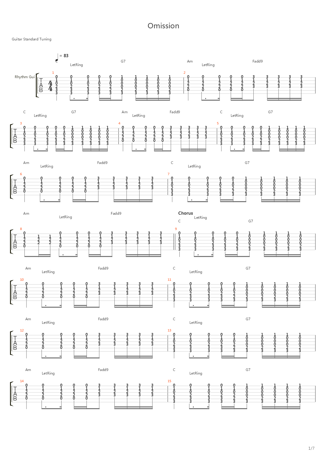 Omission吉他谱