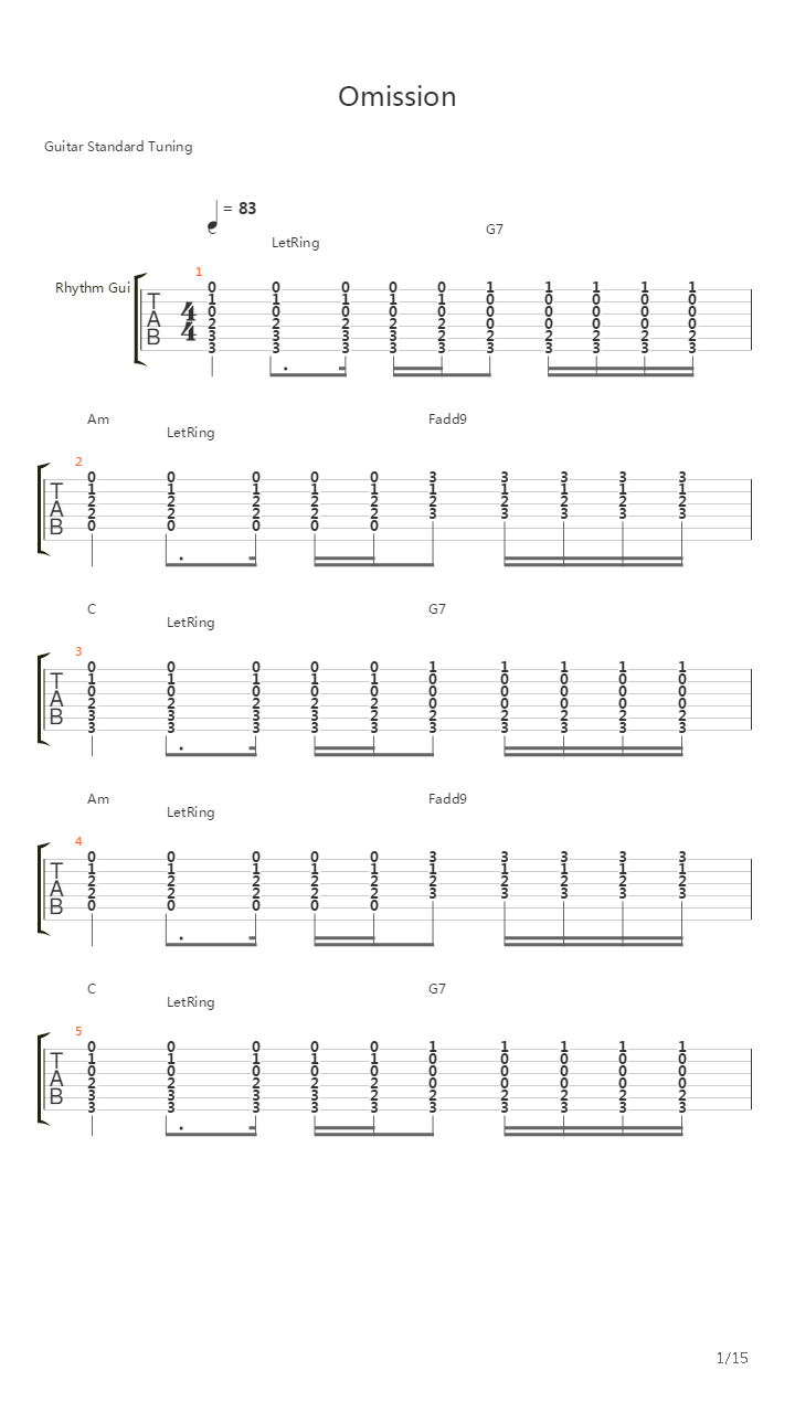 Omission吉他谱
