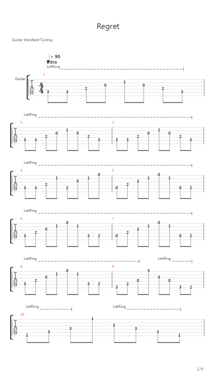 Regret吉他谱