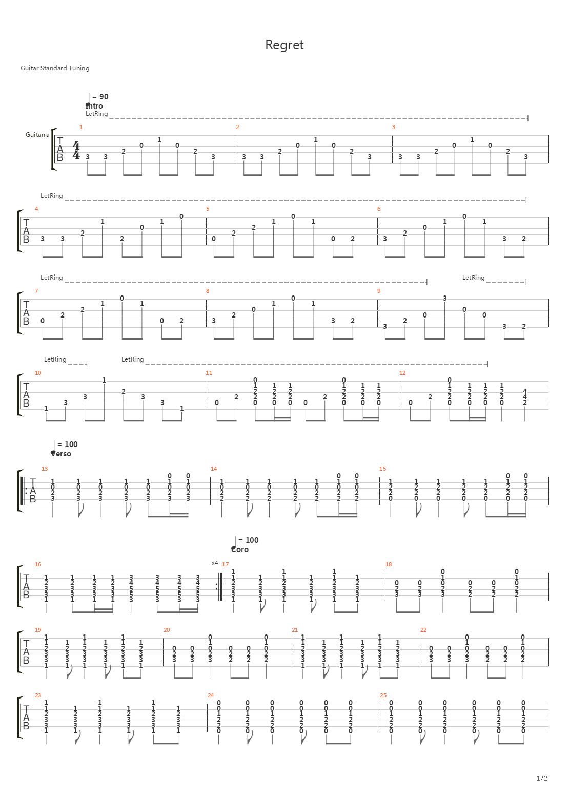 Regret吉他谱