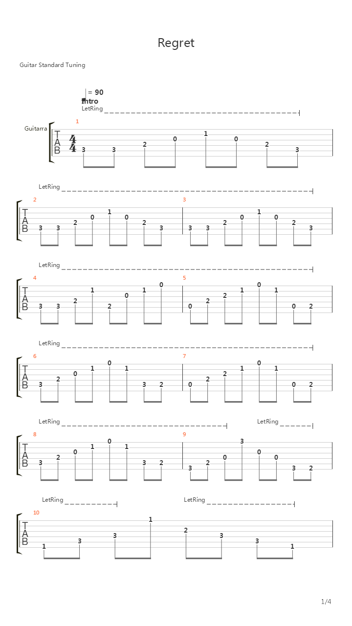 Regret吉他谱