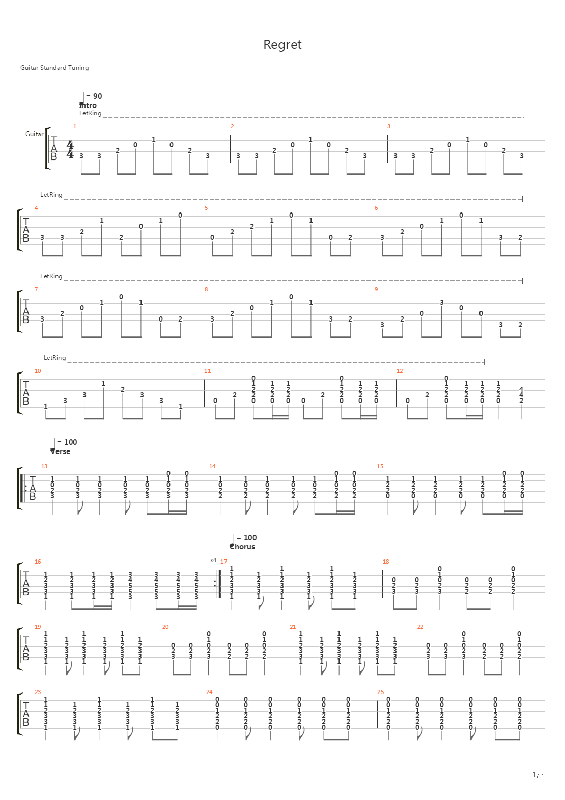 Regret吉他谱