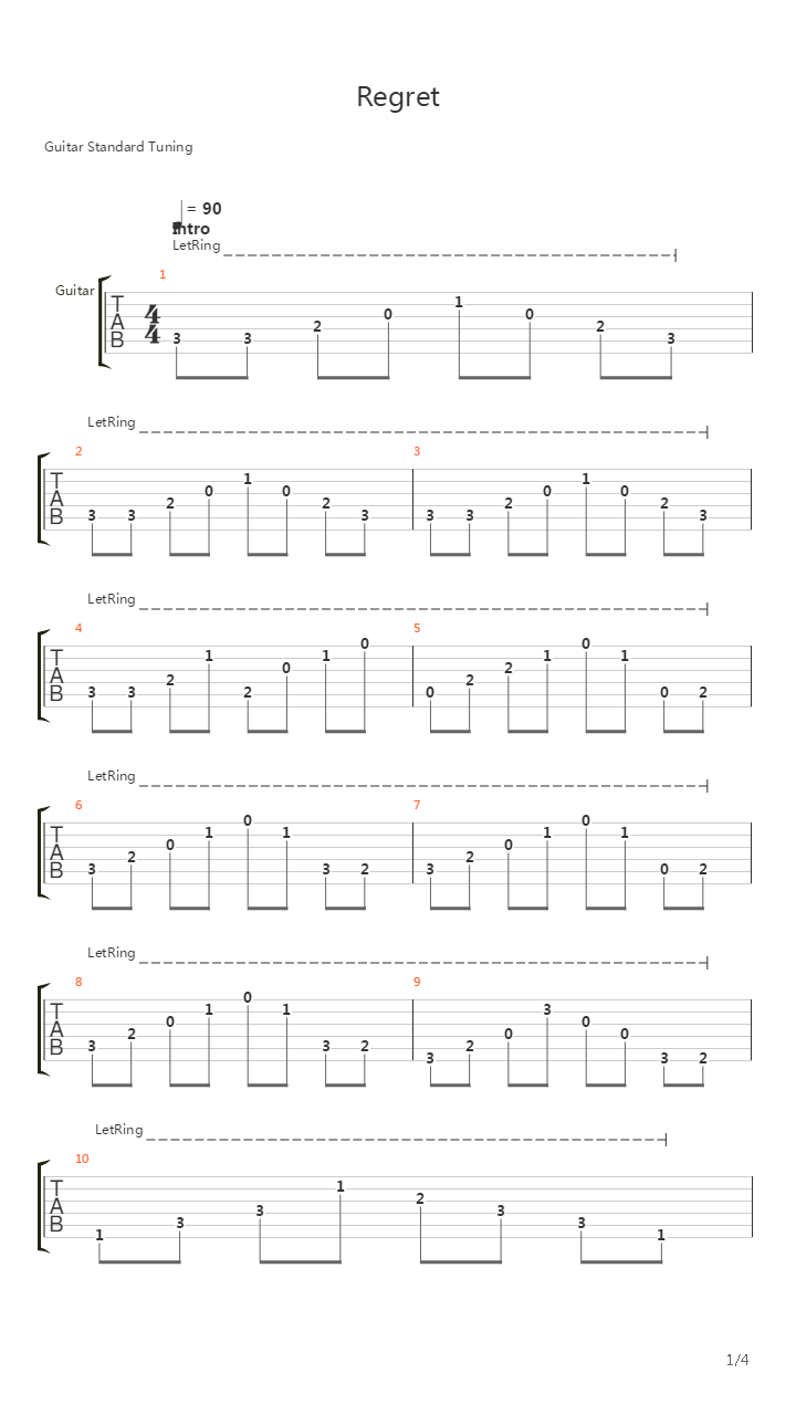 Regret吉他谱