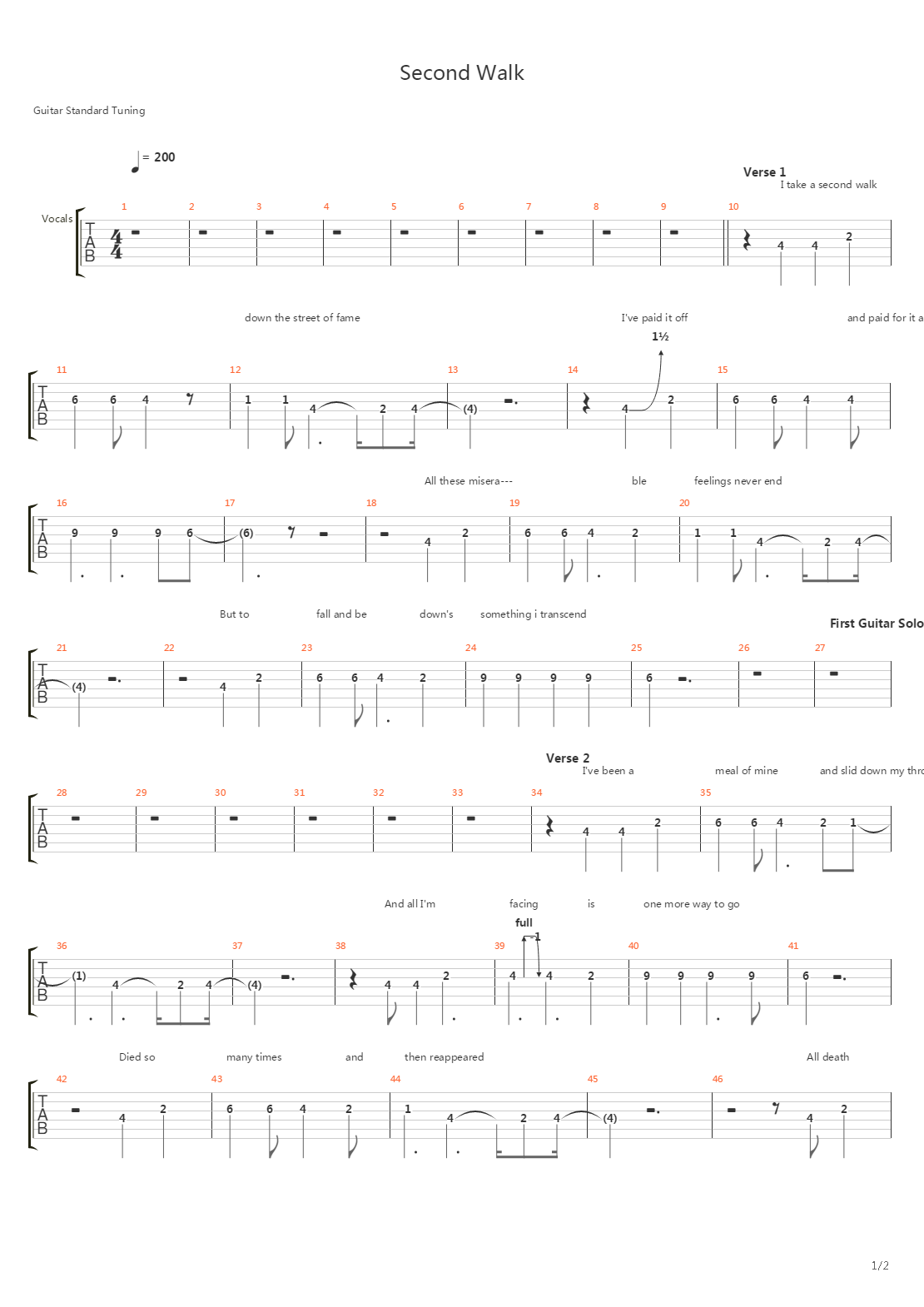 Second Walk吉他谱