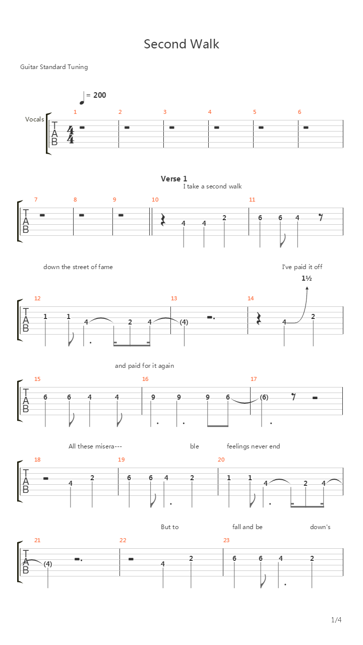 Second Walk吉他谱